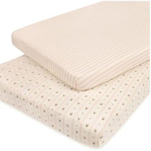 Ely's & Co. Baby Fitted Pack N Play - Mini Crib Sheet 100% Combed Jersey Cotton Pink For Baby Girl 2 Pack