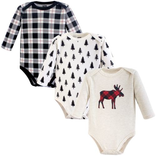 Hudson Baby Infant Boy Cotton Long-Sleeve Bodysuits 3pk, Moose, Size: 0-3 months