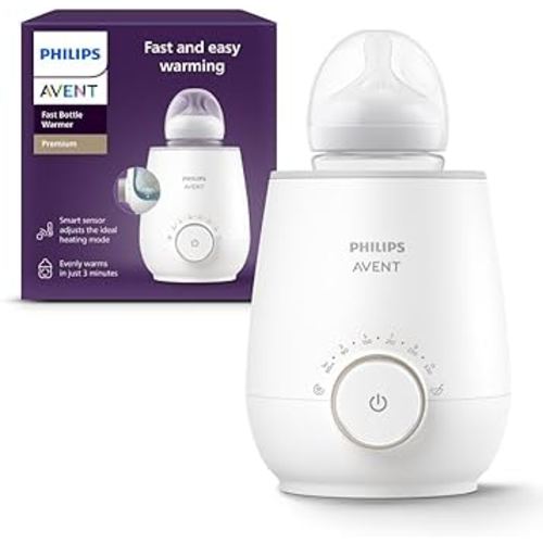 Philips Avent Premium Fast Bottle Warmer, with Smart Temperature Control, Water Bath Technology, Automatic Shut-off, Model SCF358.