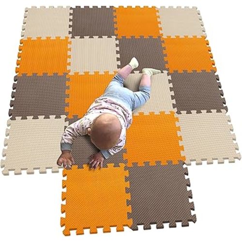 MQIAOHAM® 18 Pieces Puzzle Play Mats, Soft Baby Play Mat, Kids Interlocking Foam Floor Tiles, Toddlers Carpet Playmats G301018-102106110