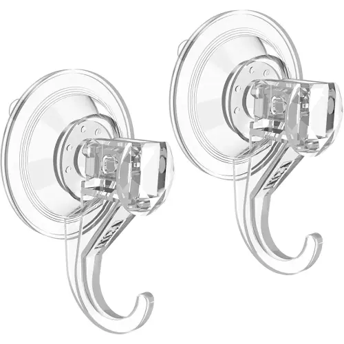 VIS'V Suction Cup Hooks, Small Shower Suction Hooks, Heavy Duty, Removable and Reusable, Clear, 2 Pcs