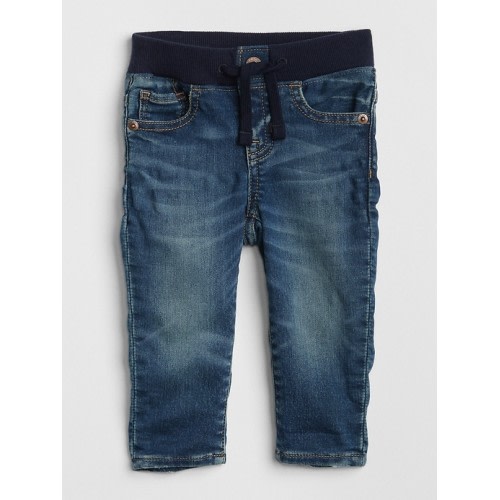 Baby Pull-On Slim Fit Jeans in dark wash, size: 12-18 M
