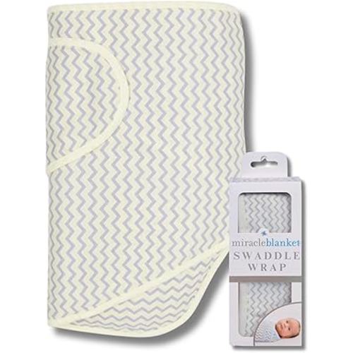 Miracle Blanket Swaddle Wrap – Help Your Newborn Sleep Longer – Soft & Secure Sleep Sack for Infants – Easy-to-Use Swaddling Blanket for a Calm Baby (Yellow & Gray Chevron)