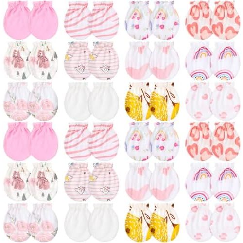 Geyoga 24 Pairs Newborn Baby Mittens No Scratch Mittens Soft Elastic Infant Baby Gloves for 0-6 Months Boy Girl