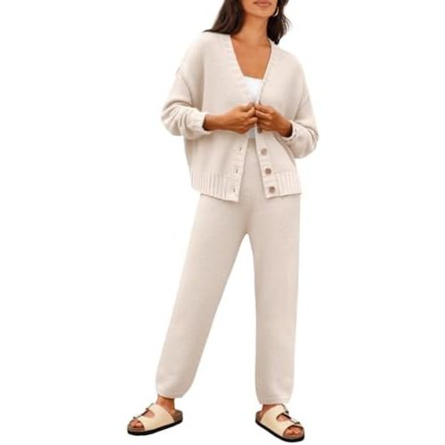 LILLUSORY Womens Cardigan Pants Sets 2 Piece Slouchy Sweater Loungewear