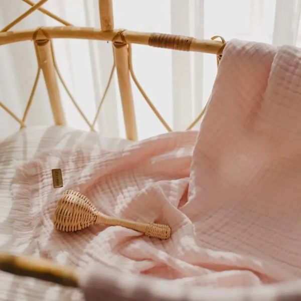 4 Layer Organic Cotton Muslin Blanket, Soft Gauze Swaddle, Neutral Nursery Decor