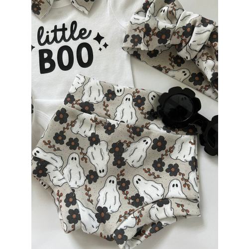 Halloween Baby Bummie Set, Bummie and Bow, Fall baby, Ghost Bummie Set, Baby Bloomers, Baby Bummie, Baby Clothes