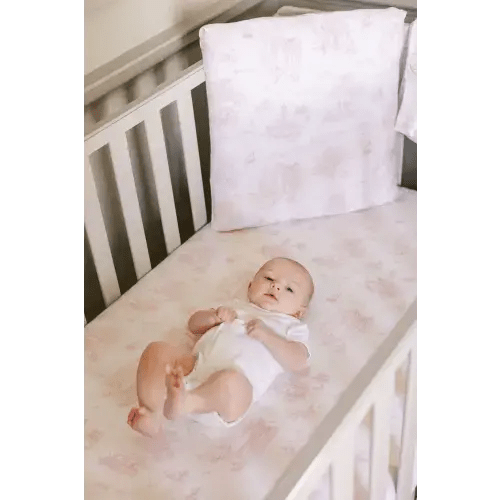 Spring Toile Pink Fitted Crib Sheet