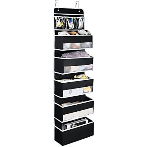Univivi 6-Shelf Door Hanging Organizer Baby Door Storage Wall Mount Storage with 3 Small PVC Pockets and 5 Large Pockets for Baby Stuff, Toiletries and Sundries