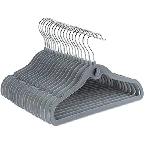 ABSOFINE Kids Hangers Velvet 50 Pack, 11.8’’ Non Slip Baby Clothes Hangers with Cascading,360° Rotating Hook, Kids Velvet Hangers for Nursery on Baby Closet Organizer (Grey)