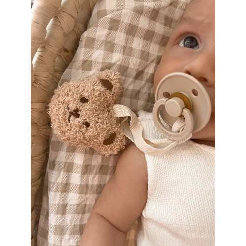 Newborn Teddy Dummy Holder Buttermilk | Little B's Nursery