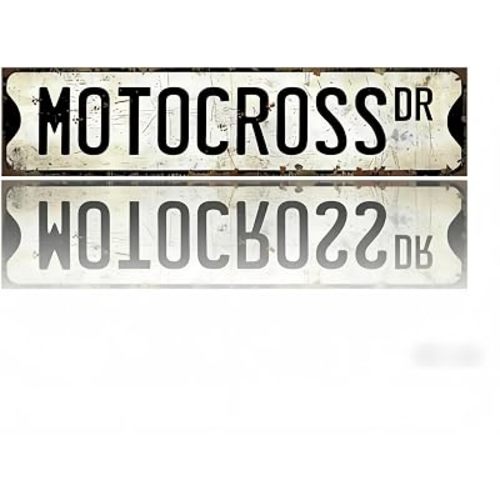 Vintage Aluminum 16x4 Motorcycle Sign Dirt Bike Boys Room Decor