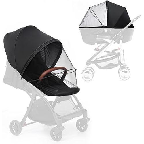 Stroller Sun Shade, 2-in-1 Stroller Mosquito net Cover and Stroller Shade, Universal Breathable Baby Stroller Cover for Sun with Two-Way Zipper for Stroller Shade Extender.