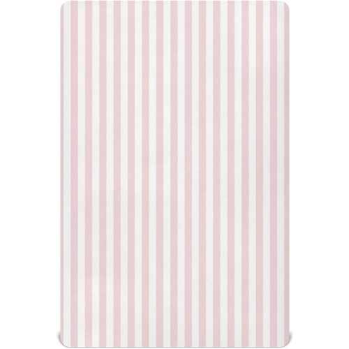 Pfrewn Crib Sheets for Boys Girls Pink Pastel Stripe Fitted Crib Sheet for Mini Crib Mattress Stretch Soft Toddler Baby Playard Sheet, 39x27x5IN