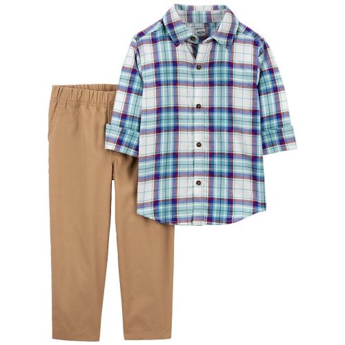 Baby Boy Carter's 2-pc. Plaid Button-Front Shirt & Canvas Pant Set