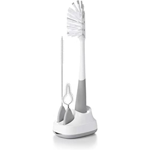 OXO TOT Bottle Brush with Bristled Cleaner & Stand - Gray