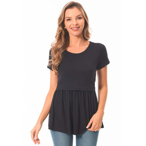 Bearsland Women's Nursing Tops Short Sleeve Round Neck Nursing Shirt
