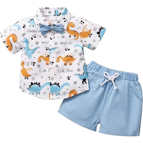 SUNNY PIGGY Toddler Baby Boy Clothes Shirt Tops Bowtie Shorts Set Little Boy's Clothing Summer Outfits