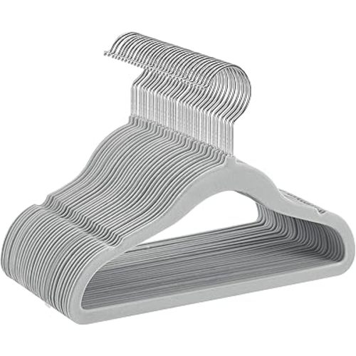 SONGMICS Baby Hangers 30 Pack, Kids Hangers for Closet, 11.8 x 8.1 Inches, Silver 360° Swivel Hooks, Space-Saving Clothes Hangers, Velvet Hangers for Nursery, Non-Slip, Dove Gray UCRF027G30