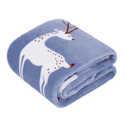 TILLYOU Toddler Flannel Blanket - Warm Cozy Baby Blanket for Boys and Girls, Smooth Cute Lightweight Blanket for Bedding Crib Stroller, 40×50 inches, Navy Deer