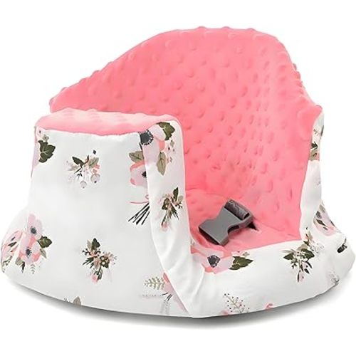 Seat Cover Compatible with Upseat Seat, Removable Breathable and Soft Anti-Slip Baby Floor Seat Cover for Boys and Girls (Pink Flowers)