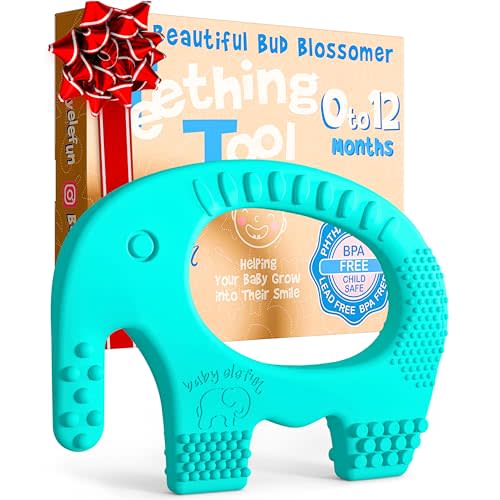 Teething Toys for Babies Age 0 to 12 Months - Baby Elefun 5X Pain Relief Smart Teether - Zero Developmental Delay Silicone Baby Teething Toy Ring - Cute Infant Shower Gift Chew Toy for Babies
