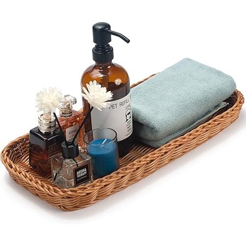 Bathroom Vanity Tray, Toilet Tank Tray, Bathroom Tray for Counter, Bathroom Tray for Organizing and Decor (16.1 x 7.9 x1.6 inch)