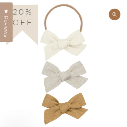 Linen Bow 3 Pack: Oatmeal Headbands