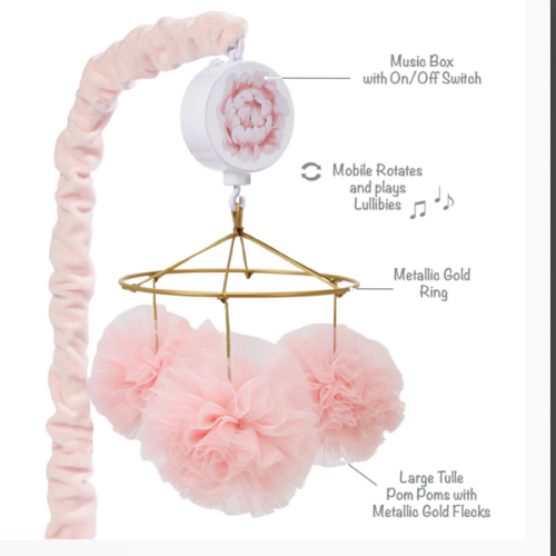 Secret Garden Pink Pom Pom Musical Baby Crib Mobile Soother Toy – Lambs & Ivy
