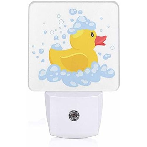 LED Night Light,Cartoon Yellow Rubber Duck LED Night Light Plug into Wall with Dusk to Dawn Light Sensor White Energy Efficient Nightlight for Bedroom Bathroom Hallway Living Room Kitchen