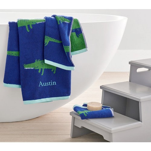 Alligator Jacquard Kids Bath Towel | Pottery Barn Kids