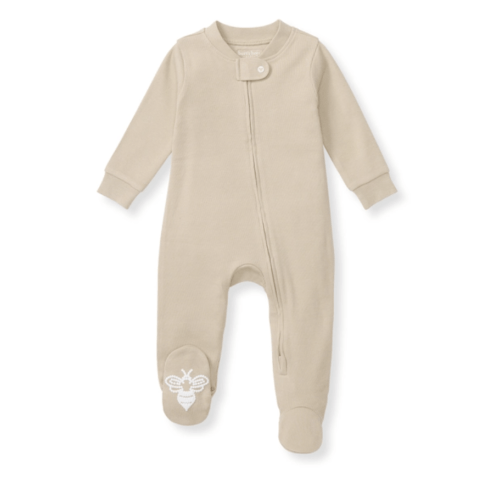 Solid Rib Organic Cotton Sleep And Play - Hummus, Newborn