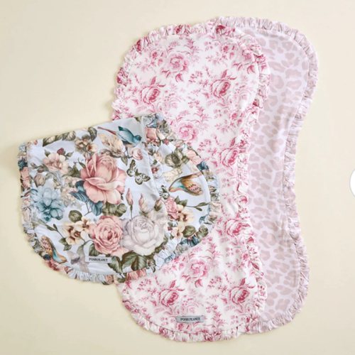 Floral Blue 3-pack Amarantha Ruffled Burp Cloth Set | Posh Peanut®