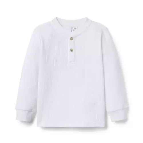 Boy White Textured Waffle Henley Tee by Janie and Jack