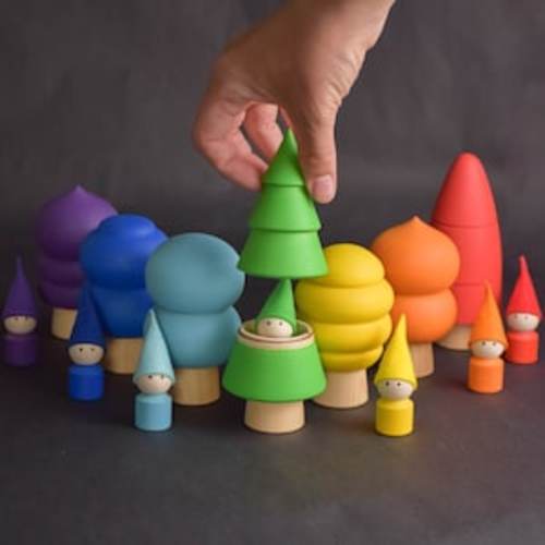 Wooden Tree Toy Set OPENING, Woodland Trees Playset, Nursery Decor, Color Sorting, Montessori Baby Toys, Waldorf Wooden Trees, Birthday Gift