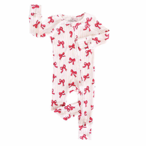 Christmas Bamboo Waffle Convertible Zip Rompers