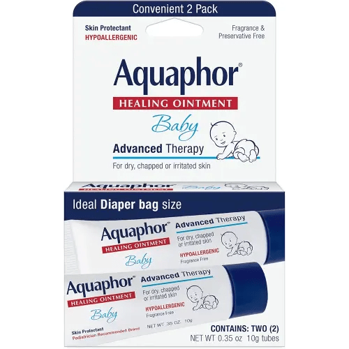 Aquaphor Baby Healing Ointment - Soothing, Moisturizing Cream for Diaper Rash & Chapped Skin - 0.7 oz (Pack of 2)