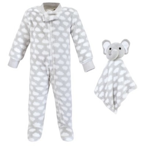 Hudson Baby Unisex Baby Flannel Plush Sleep and Play and Security Toy, Elephant Cloud, Size: 0-3 months