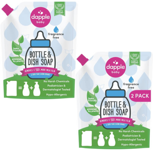 Amazon.com: Dapple Baby Bottle Soap, Hypoallergenic Dish Soap for Baby Bottles, Powered by Plants, Fragrance Free, 34 Fl Oz (Pack of 2) : Baby