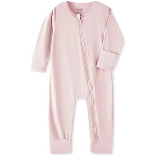 Rayon from Bamboo Baby Pajamas, Baby Sleeper with Mitten Cuffs and 2 Way Zipper, Rompers for Baby Boy Girls 0-24 Months