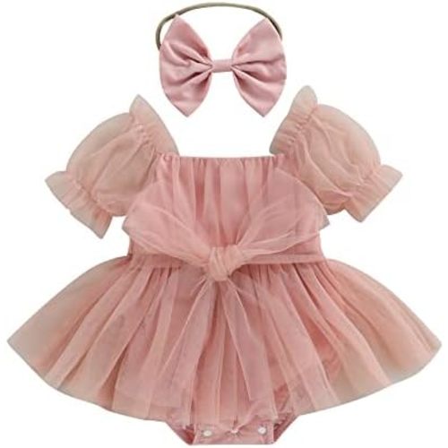 MERSARIPHY Newborn Baby Girl Boho Outfits Infant Lace Tulle Ruffle Bubble Romper Dress Jumpsuit Bodysuit Photoshoot Clothes