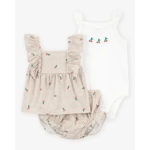 Baby 3-Piece Striped Cherry Print Little Short Set - Carter's | Carter's