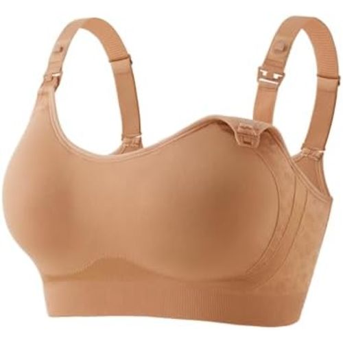 HOFISH Nursing Bras for Breastfeeding, TwinClips Wearable Pump Bra Fixed Pad, Adjustable Support Maternity Bra for Pregnancy