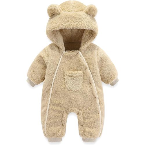 AiWMGL Newborn Baby Bear Outfit Suit Girls Boys Fleece Jumpsuit Romper Hooded Coat Winter Clothes Outwear Snowsuit
