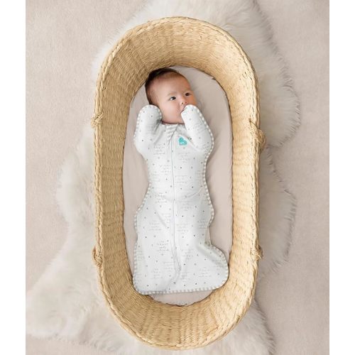 Love to Dream Swaddle Up, Arms Up Position, Light and Ultra-Breathable Cotton, Wearable Blanket Baby Sleep Sack, 0.2TOG, You are My White, Medium