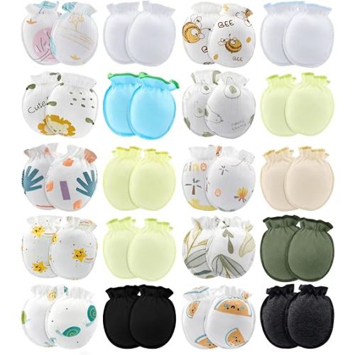 ONESING 16-20 Pairs Baby Mittens Newborn Mittens No Scratch 0-6 Months Warm Mittens for Newborn Baby Boys Girls