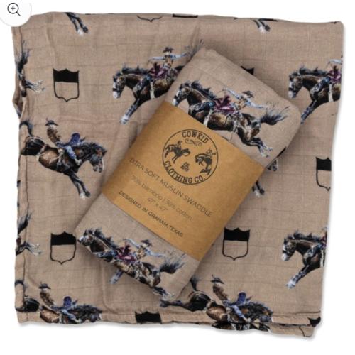 Rodeo Broncs Bamboo Muslin Swaddle – Cowkid Clothing Company