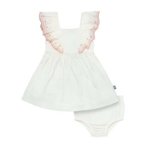 Modern Moments by Gerber Baby Girl Ruffled Dress With Diaper Cover, 2-Piece, Sizes 0/3 Months - 24 Months
