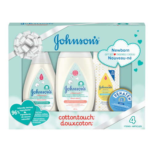 Johnson’s Cottontouch Newborn Gift Set, Face & Body Lotion, Wash & Shampoo, Baby Washcloths, Penaten Cream, 4 Products - Walmart.ca