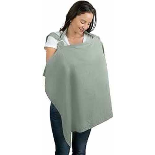 Comfy Cubs Muslin Nursing Cover for Baby Breastfeeding, Soft & Breathable Cotton Breastfeeding Cover for Mom with Rigid Hoop for Mother Nursing Apron (Fern)